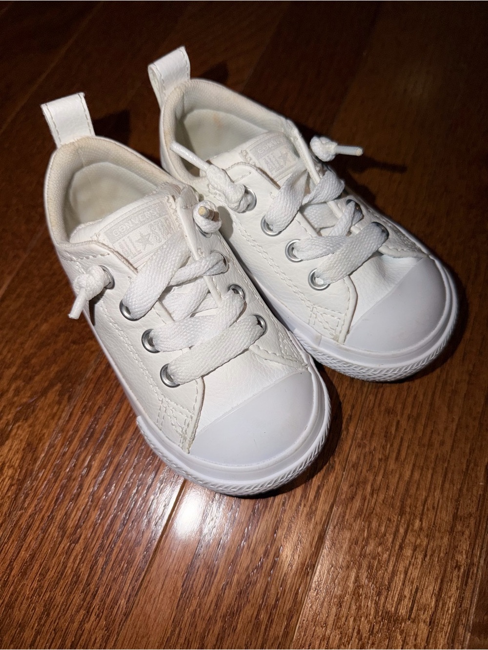 Converse Toddler White Canvas Lace-Up Sneakers